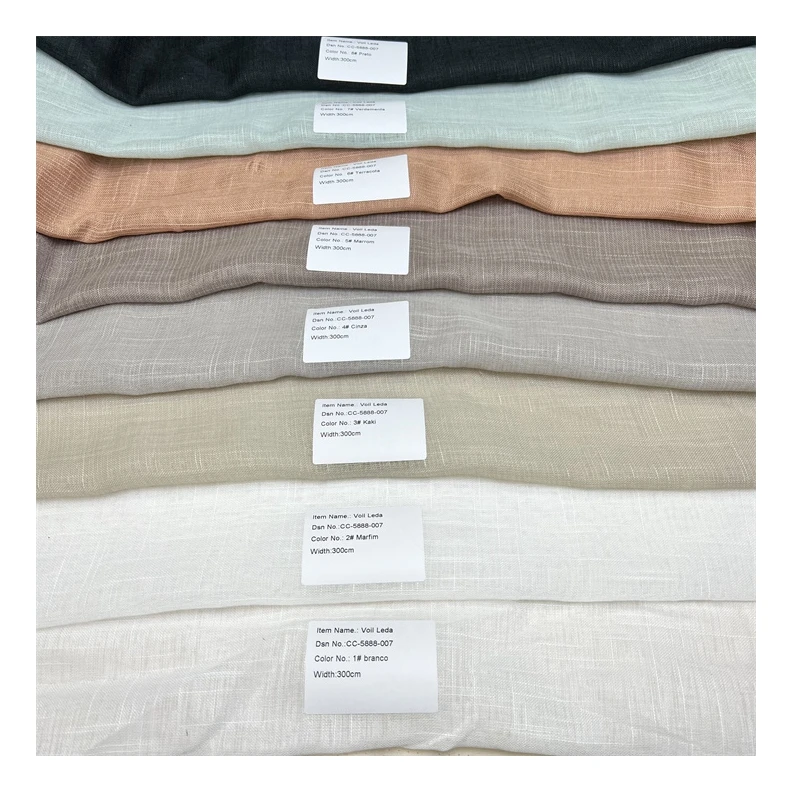 Hot Sale Poly Linen Look Voile  Leda  Fabric Free Sample sheer fabric High Quality curtain fabric for living room