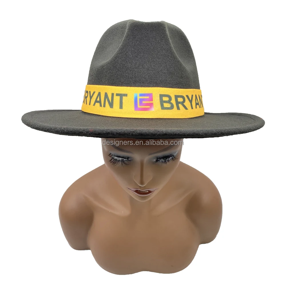 Custom print Logo Fedora hat box wide brim wool Fedora hats men and women