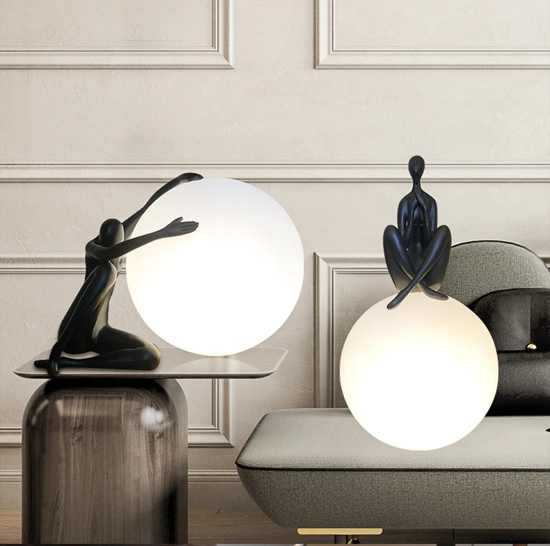 Kasanto lighting resin new original acrylic ball table lamp decorative art deco table lamp