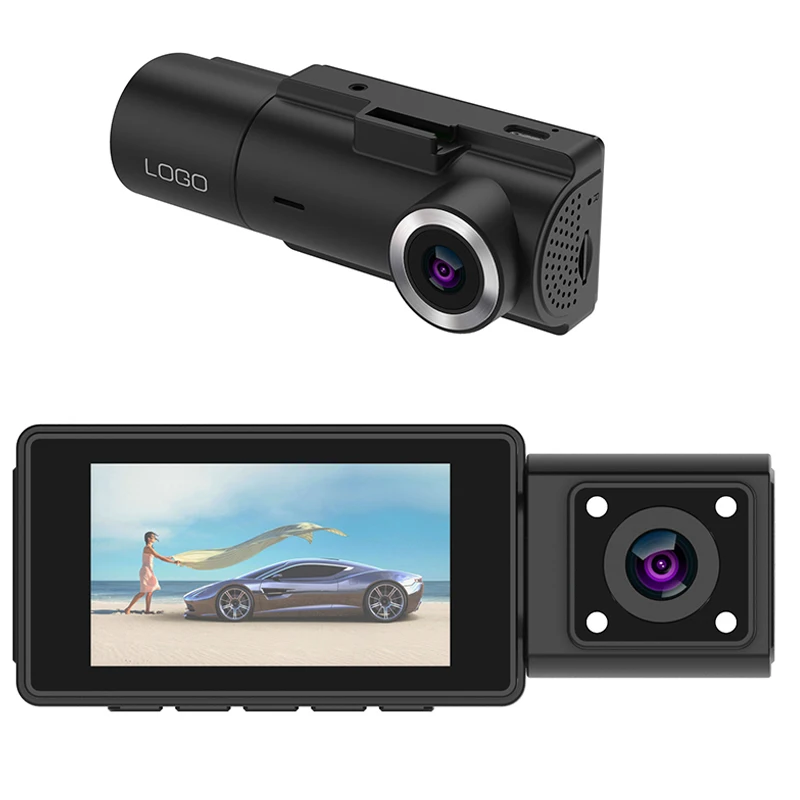 3 Channel Dash Cam Front and Inside 1080P Car DVR Dash Camera G-Sensor Loop Recording Three Way Dash Cam for Taxi Driver