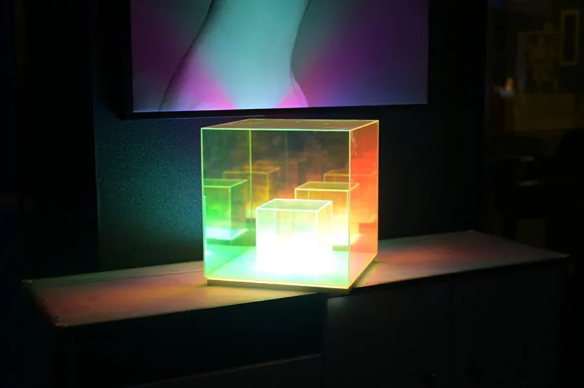 RGB 12.5cm modern desk decoration led night light Colorful cube acrylic light cube table lamp for bedroom
