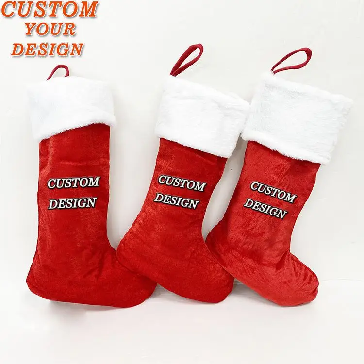 bulk large knit christmas stockings for holidays Personalized Kids gift bag christmas stocking socks for kids