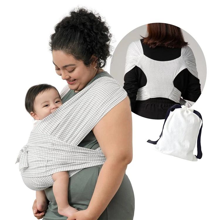 Baby Wrap Carrier Premium Cotton Baby Wrap Simple Pre-wrapped Infant Carrier for Baby Sling Wrap Carriers