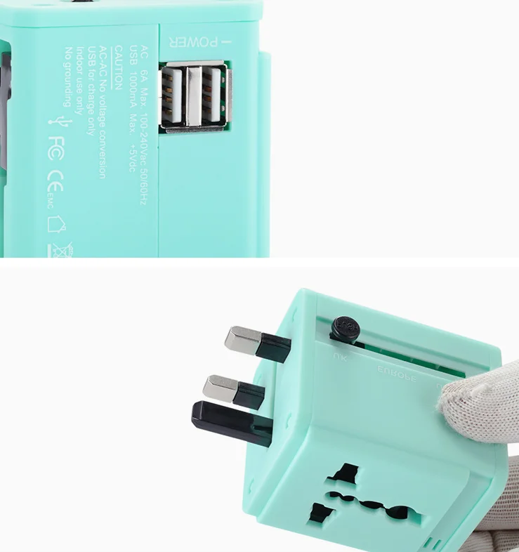 Adapter Travel Smart Plug Sockets USB Charger Socket Universal EU US UK Smart Electric sockets With 2 USB FREE SHIPPING DHL