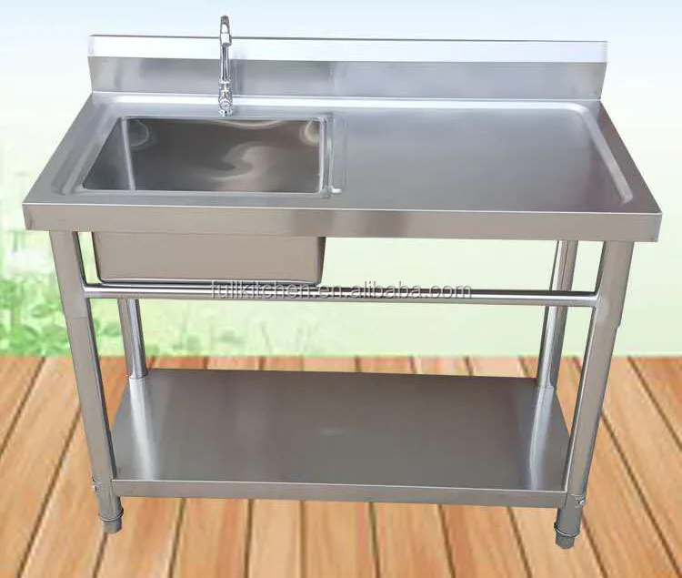 Stainless steel restaurant kitchen sink table stainless steel sink work bench work table with sink