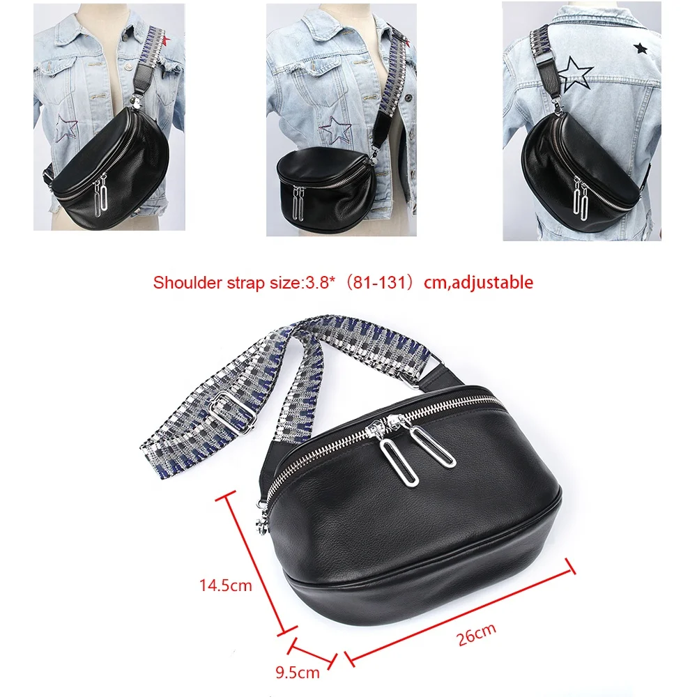 Low moq women designer cowhide  luxury cross body leather bum bag custom soft leather waist bag retro small crossbody chest bag