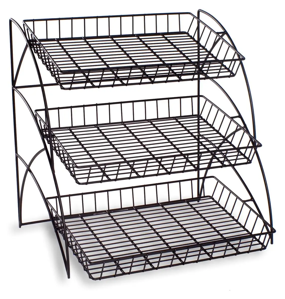 customization metal Wire Rack with 3 Tiers for Tabletop for supermarket or store Open Shelving with Rectangular Shape