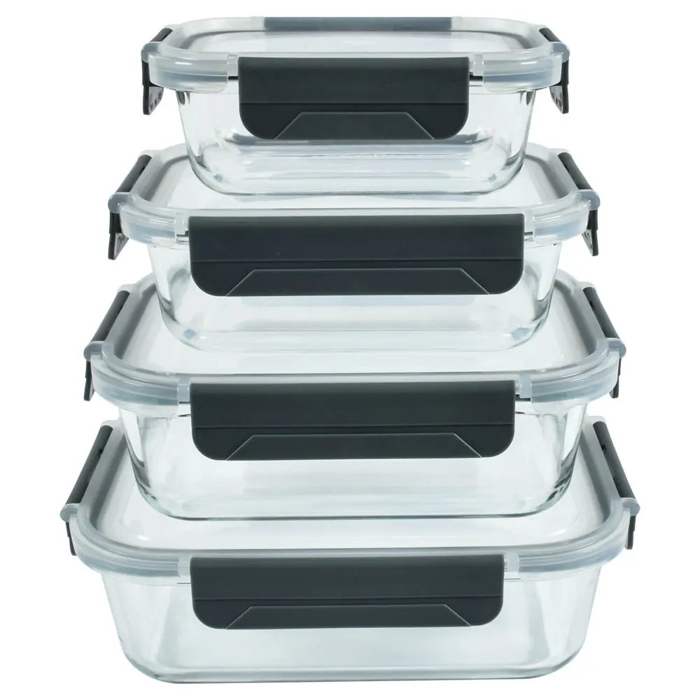 Easying carrying glass tritan food container kids rectangle food bento lunch box with locking lid