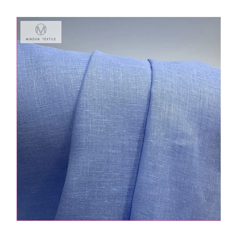 Mindun Factory Manufacture Trendy Comfortable Yarn Dyed Linen And Cotton Denim Fabric Prices 90GSM