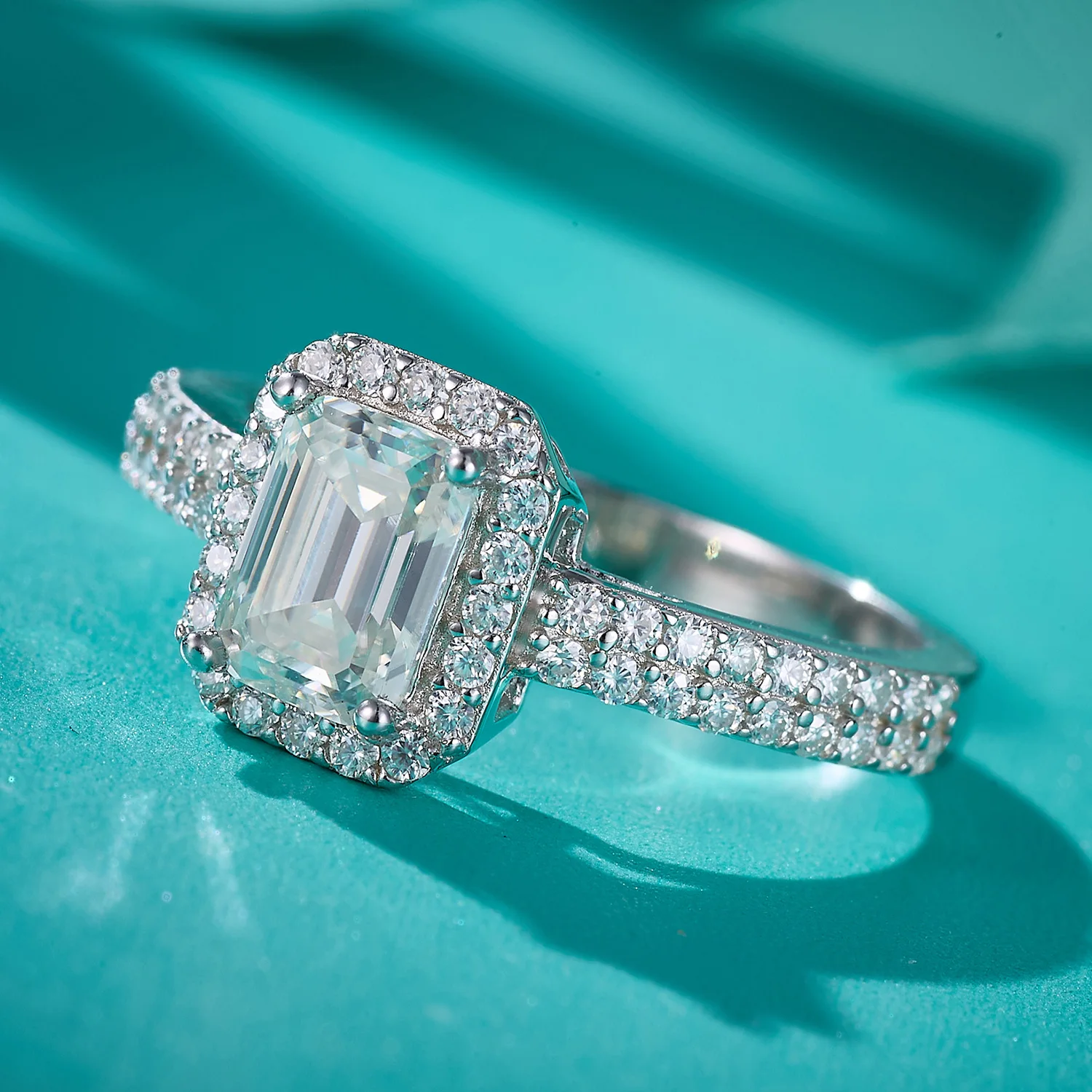 На заказ 1/2/3/4/5 Ct изумрудной огранки VVS D Moissanite бриллиантовое кольцо 925 стерлингового серебра белое позолоченное обручальное кольцо ювелирные изделия