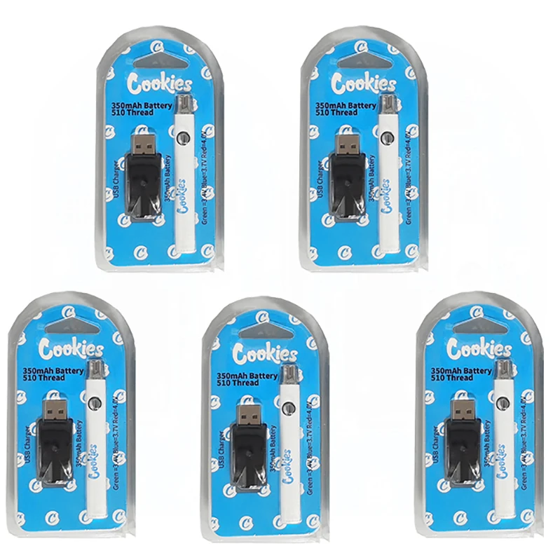
Vape Carts Battery Plastic Box Packaging 350mah Rechargeable 510 Thread Battery Cookies Vapes Pens 