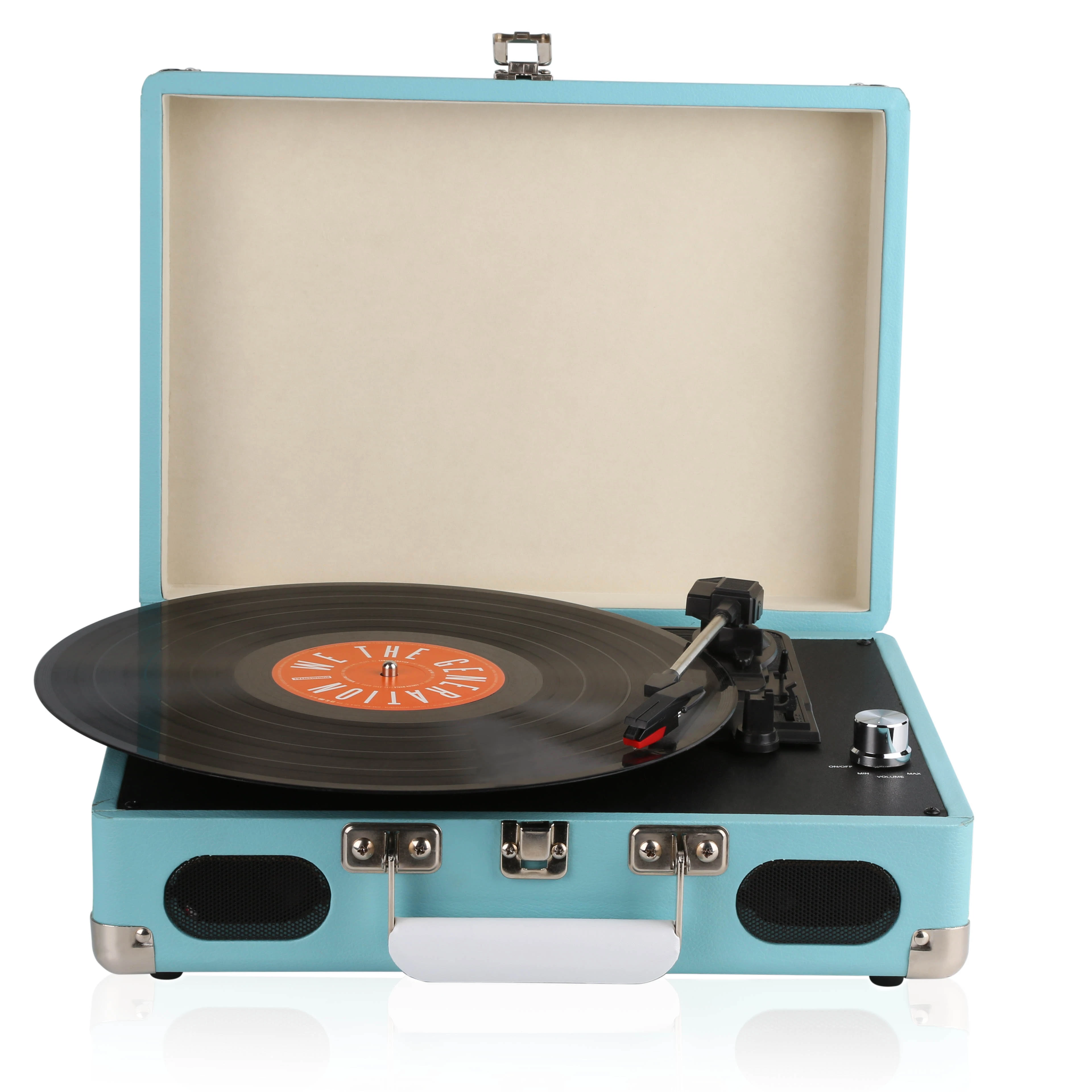 
Record Player Turntable, 3 Speed Record Player Suitcase with Built in Speakers/ Aux Input/ RCA Line Out 