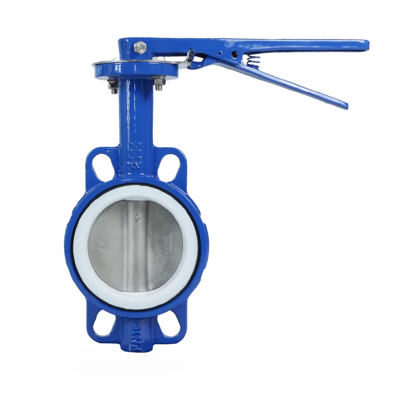 Hot Sale 4 Inch PTFE Cast Iron Manual Wafer Type Butterfly Valve Customizable OEM Options for General Applications