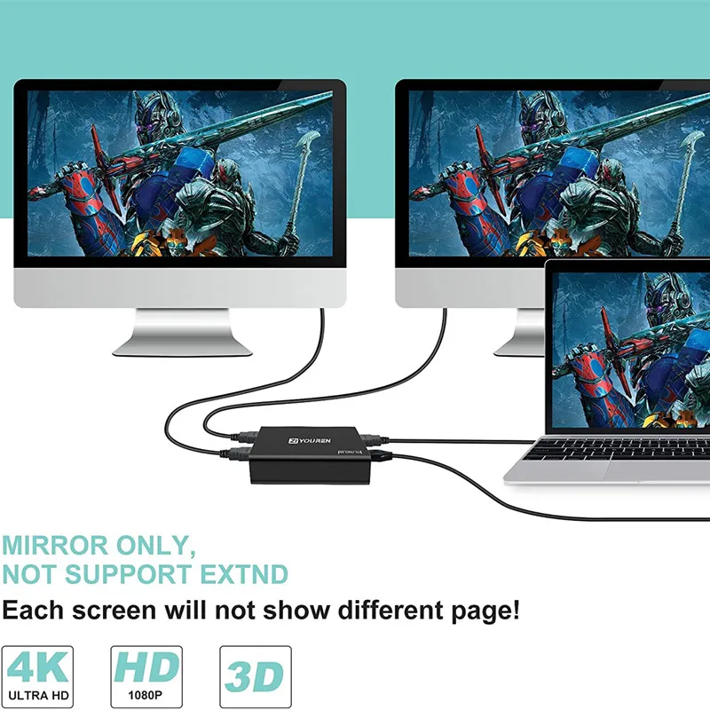 HDMI переключатель 4K сплиттер 1 в 2 Выход UHD 1080P для ТВ 3D видео 1X2 усилитель двойной дисплей