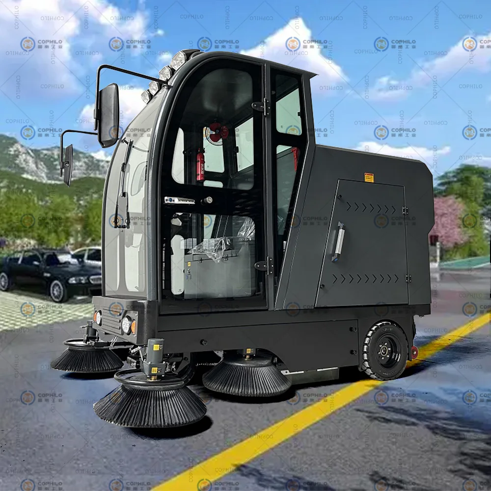 Eco-Friendly Outdoor Parking Lot Industrial Road Cleaning Equipment Ride On Floor Sweeper Machine