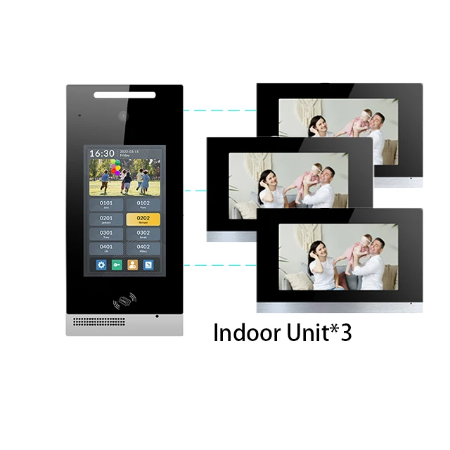 Multi-apartment Tuya Villa Doorbell Intercom With Wifi,4 Apartments Muti-function Video Interphone Security Intercom System