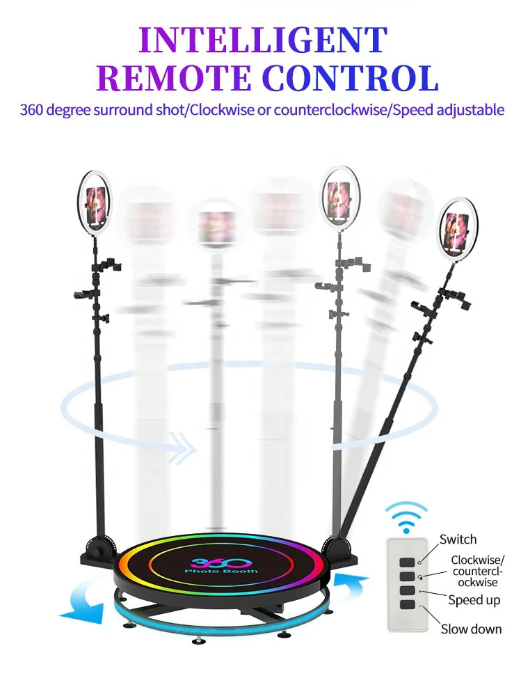 FBA Shipping Large in Stock automatic camera video booth 360 Photo Booth with LED Ring Lights for wedding party