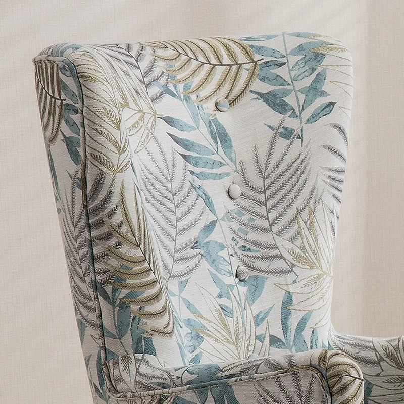 Poltrona Modern nordic style luxury jacquard fabric solid wooden high back accent lounge arm chair