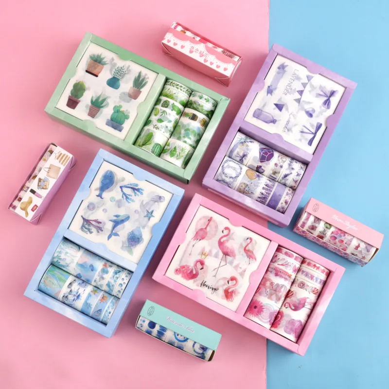 
Vivid Masking Washi Tape Set Decorative Kawaii Paper Tape Personal DIY Craft Packing Wrapping Adhesive Tape 