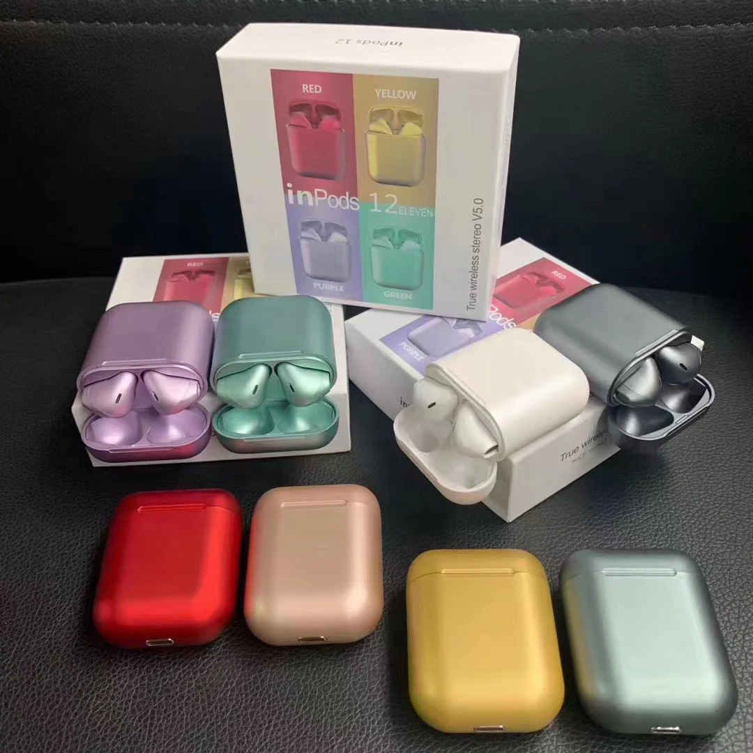 
Best China Mini original wireless i12 tws Inpods 12 metallic logam Wireless Headset inalambricos earphone for pc 