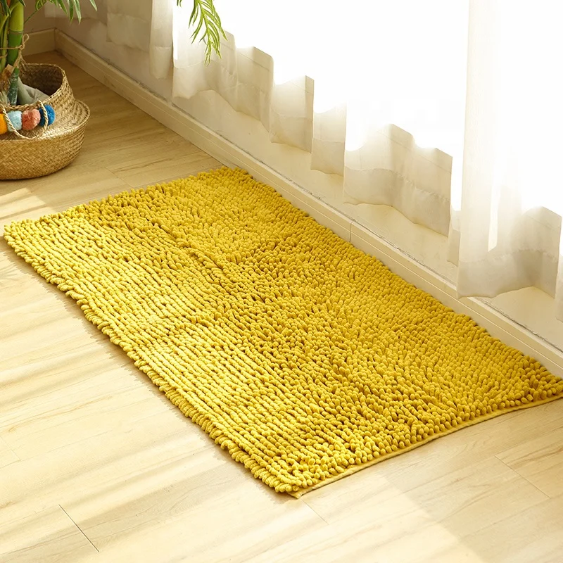New Arrival Modern Rug Soft Chenille Bath Mat Tuftied Rug Solid Color Absorbent Bath Mat Non-slip Mat
