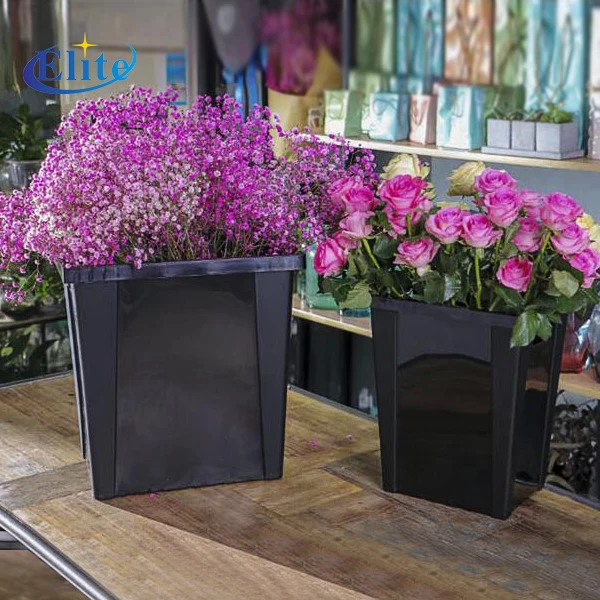 Elite Multiple Specifications Black Square Flower Pot Large Flower Bucket Waking Plastic