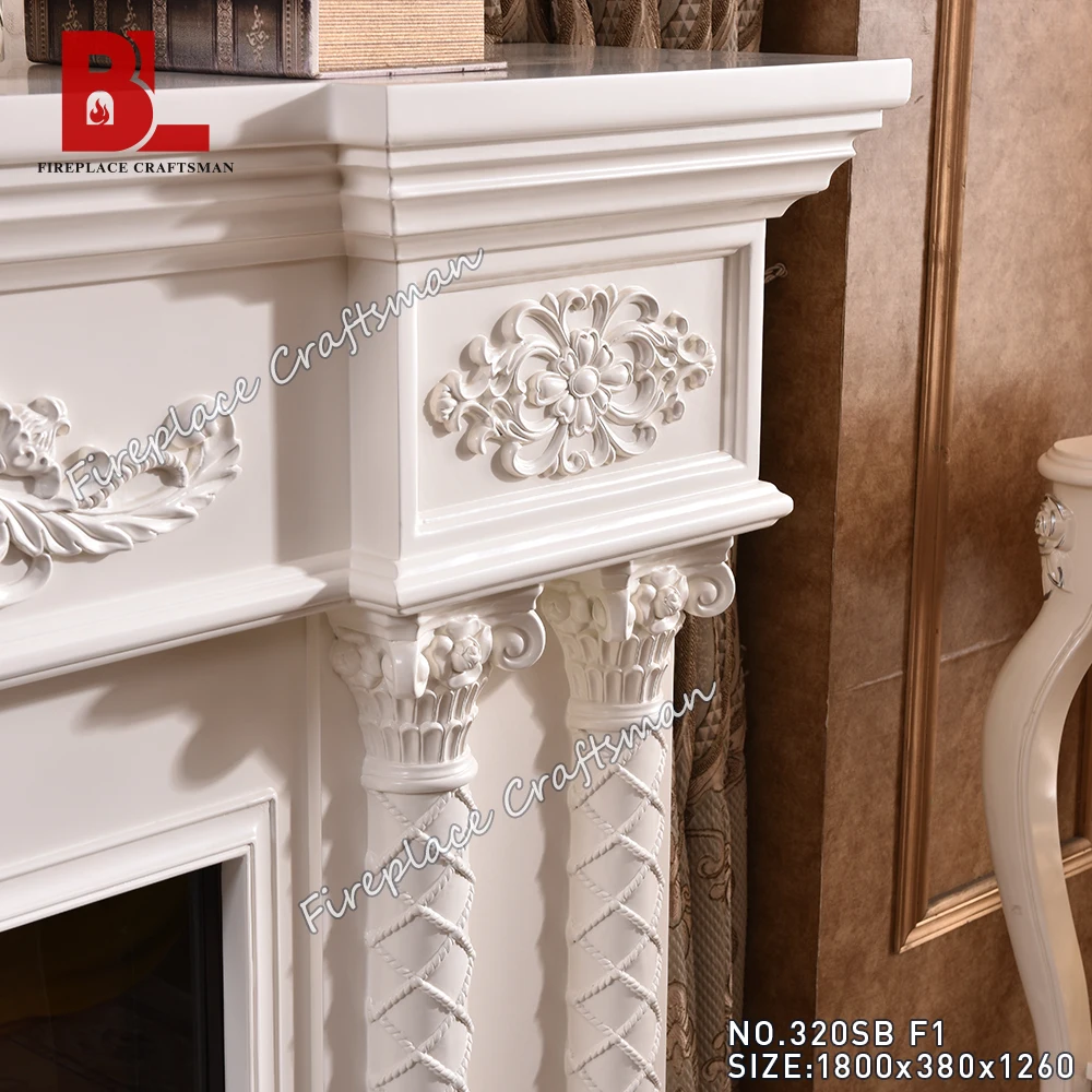 Vintage Antique White Wooden Mantelpiece Pearl Electric Fireplace Mantels Surround With Mantel Electric