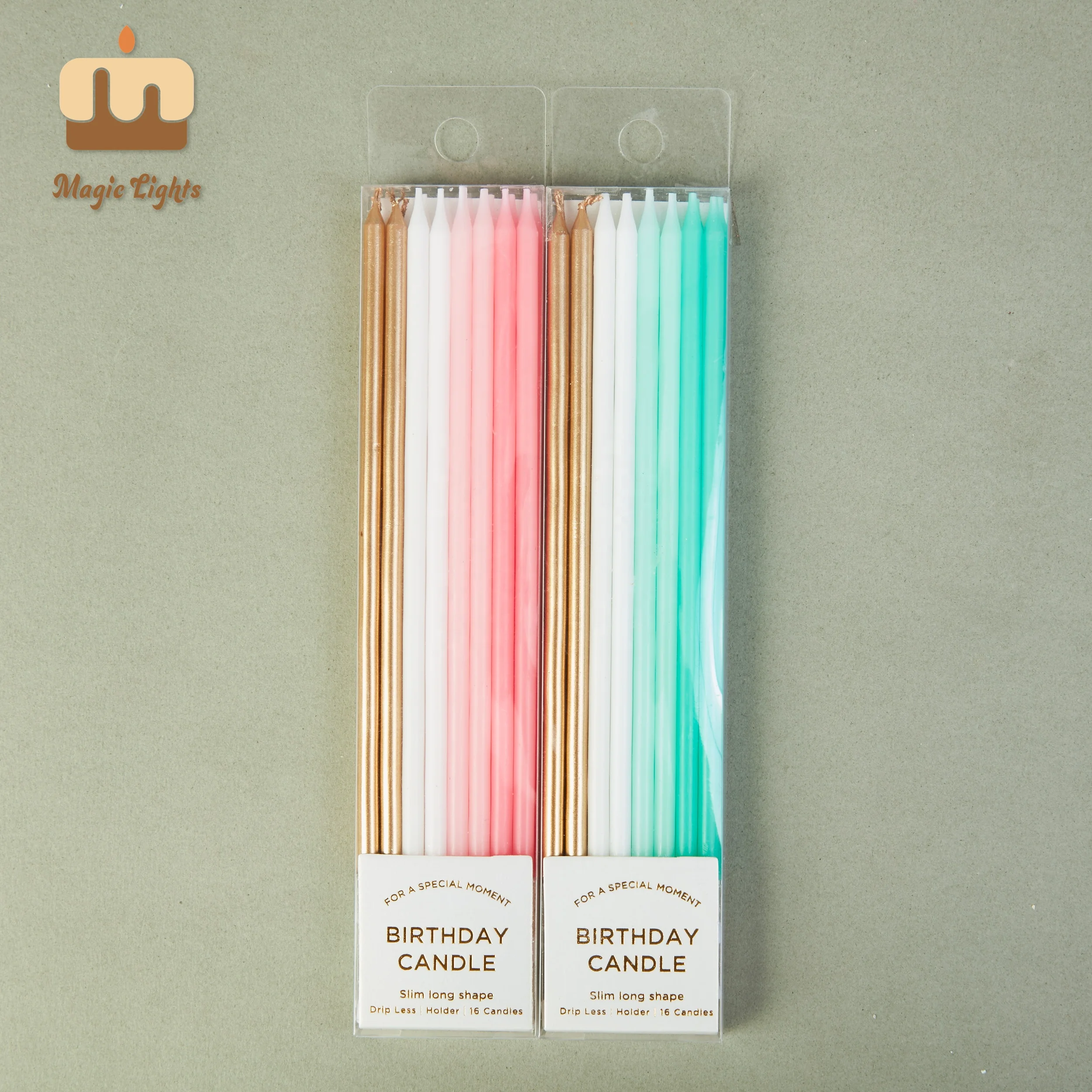 Factory Price Wholesale Custom Celebration Decoration Colorful Long Stick Glitter Happy Birthday Cake Party Candles in Bulk