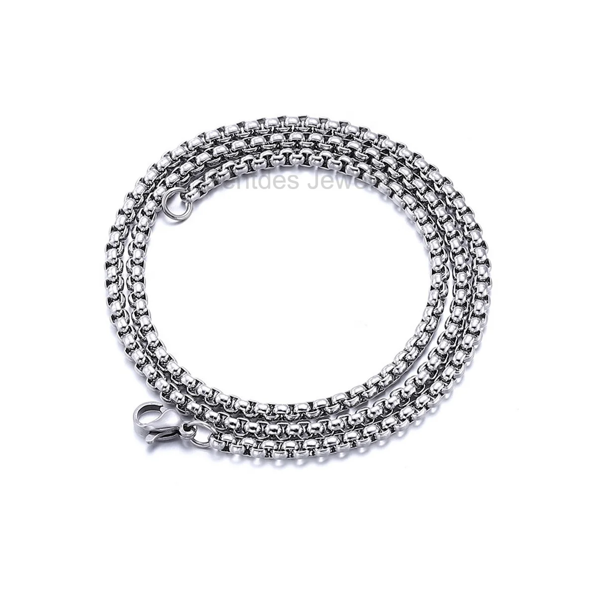 Gentdes Jewelry Custom 316 Stainless Steel Box Chain Necklaces With Lobster Claw Clasps Jewelry Pendant For Men