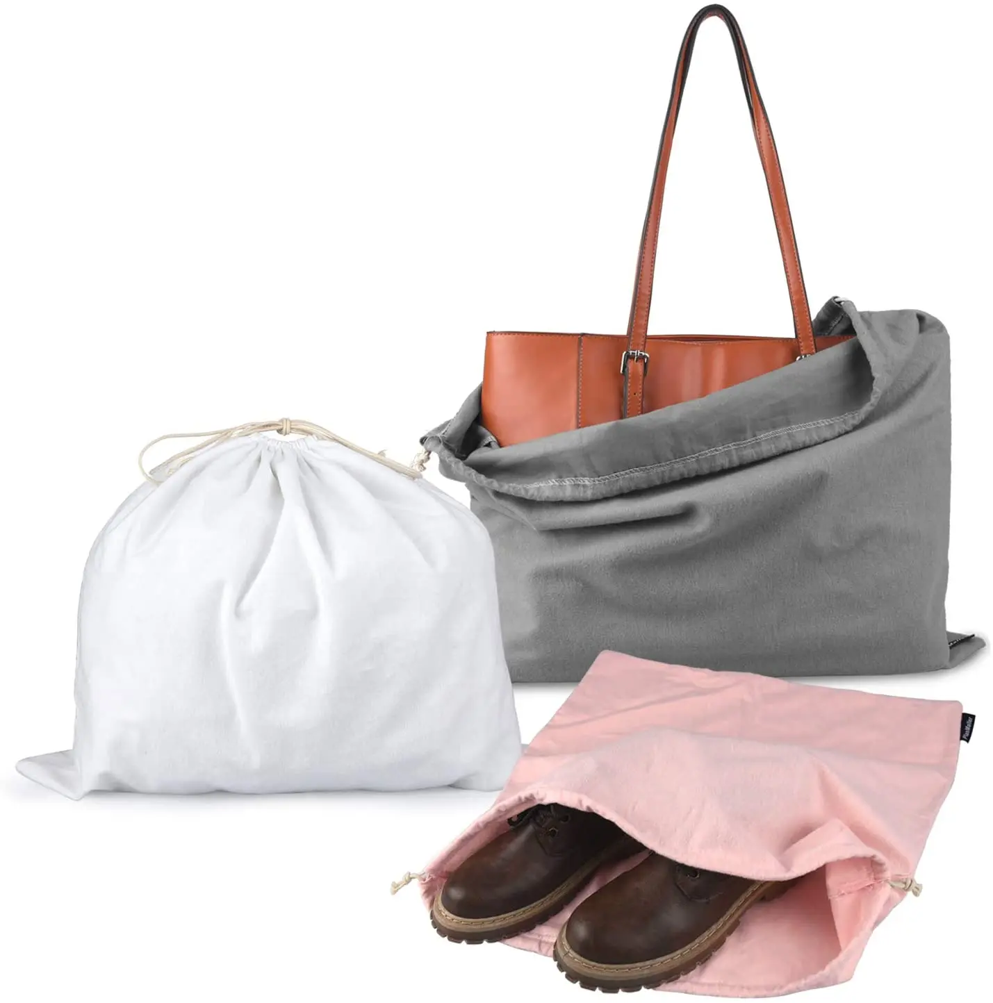 Custom Logo Printed Logo Print Cotton Drawstring Dust Bag Covers For Handbag