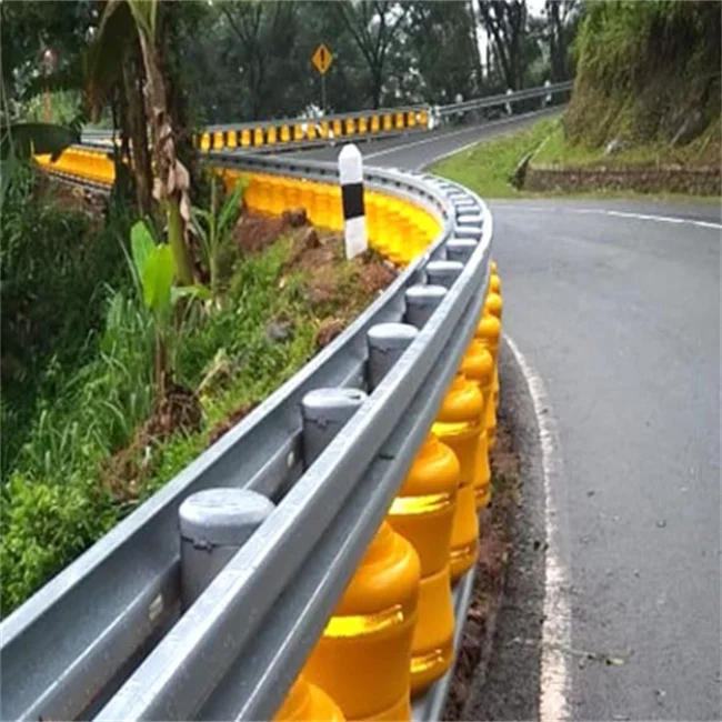 Roadway safety highway barrier crash rolling guardrail roller barrier
