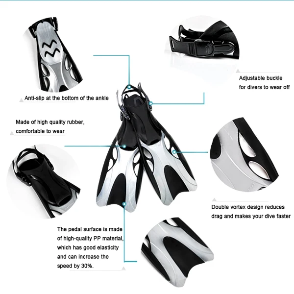 Underwater Fishing Scuba Diving Equipment TPR  Material Power Plastic Freediving Fins