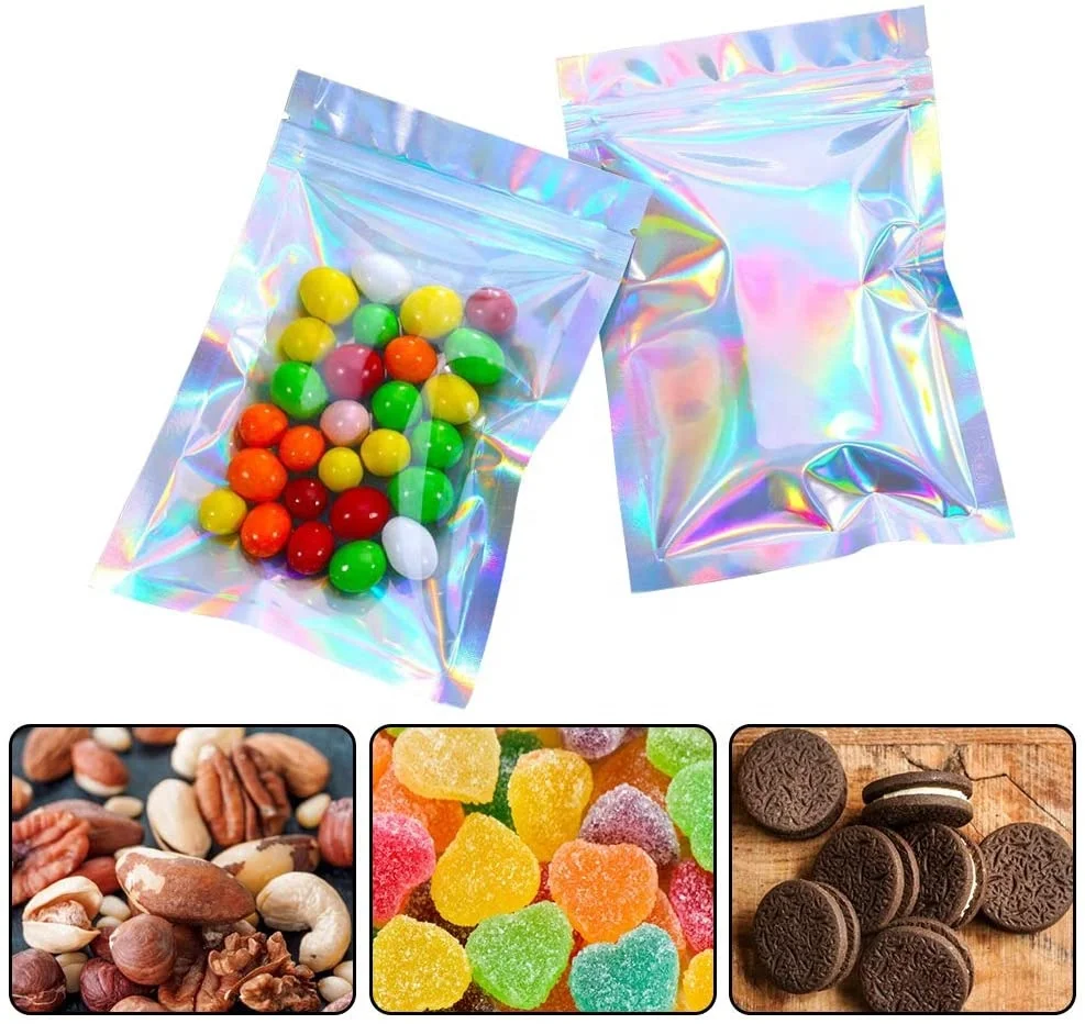 Customized laser stand up pouches Yin Yang Bag one side clear one side aluminum foil