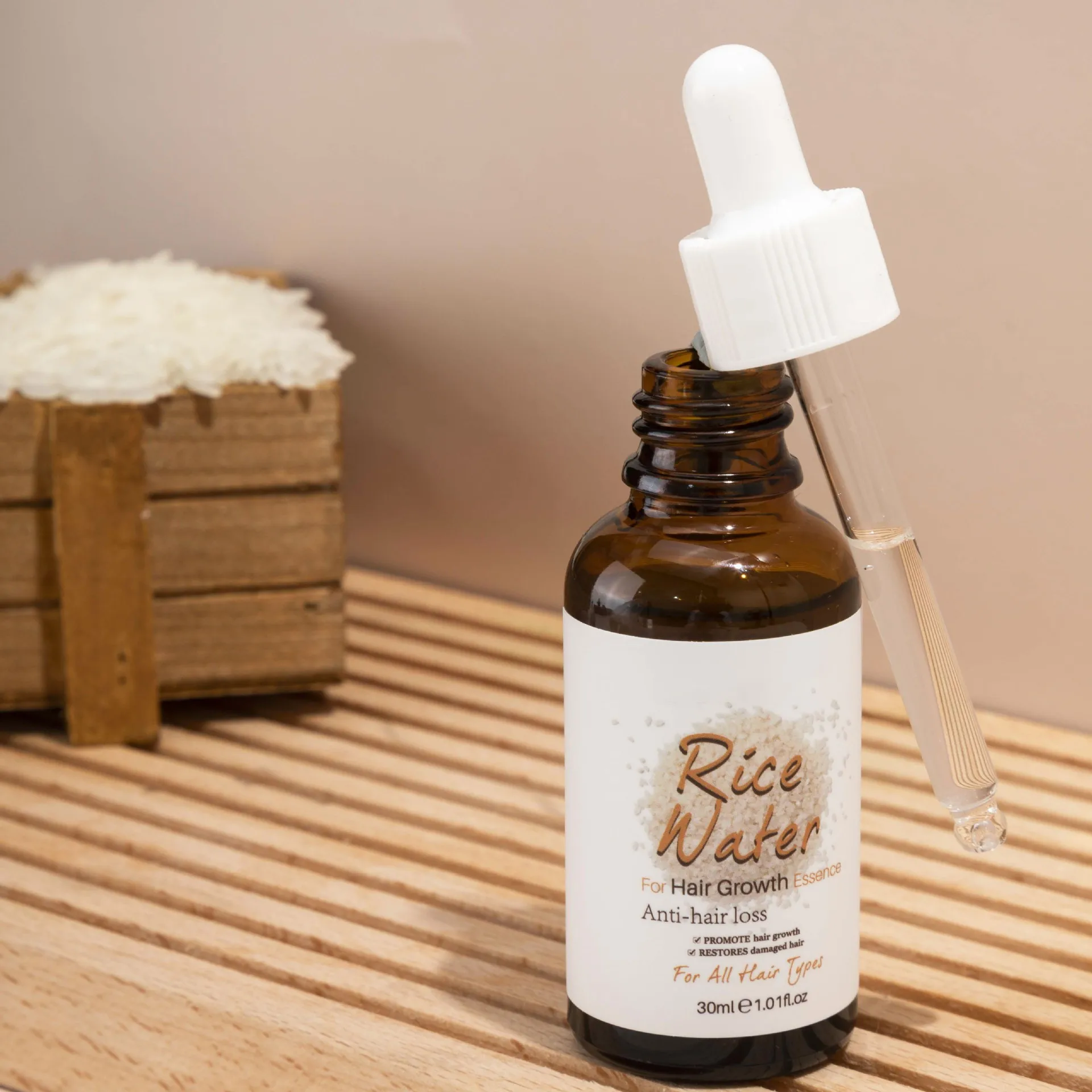 30 ML Rice Water Hair Essence Private Label Natural Organic Rice Water For Hair Growth