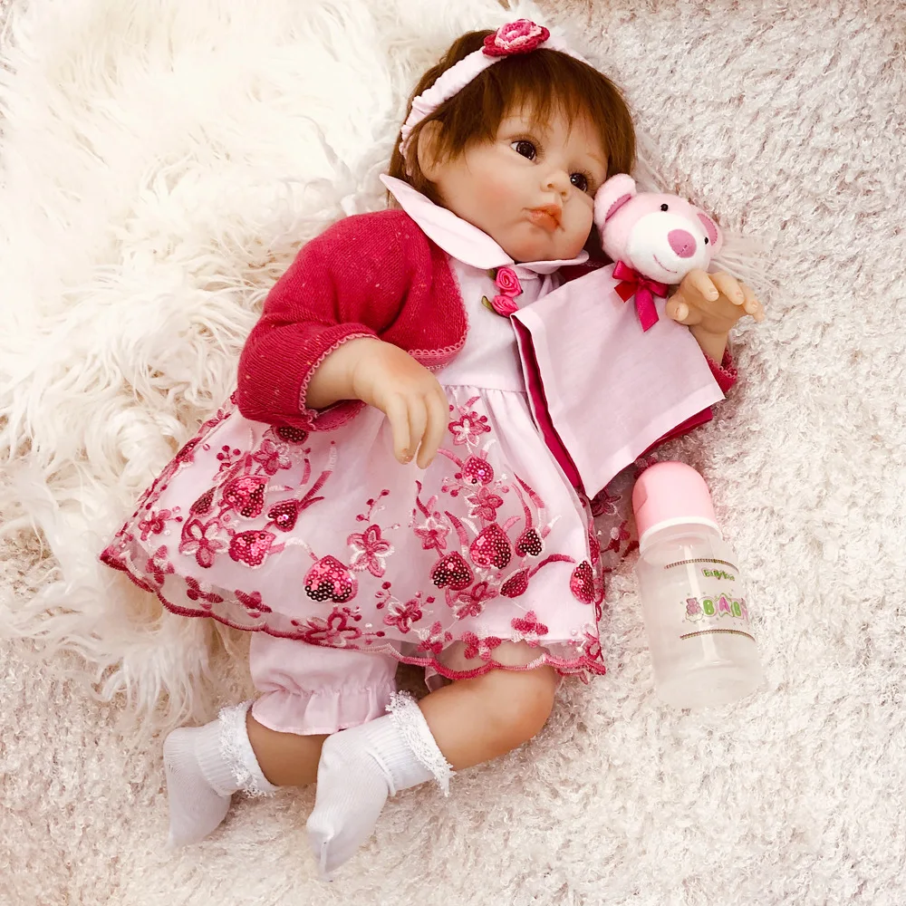 Style 22 Inch Reborn Baby Doll Soft Silicone Touch Real Cosplay Gray Rat Boy with Rooted Mohair Baby Doll New Desi