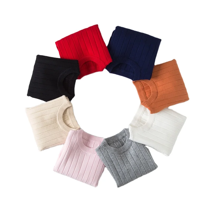 Sweater Kids Round Neck Children Sweaters Pullover Newest Style Knitwear 100%Cotton Rib Stitch Apparel in kids