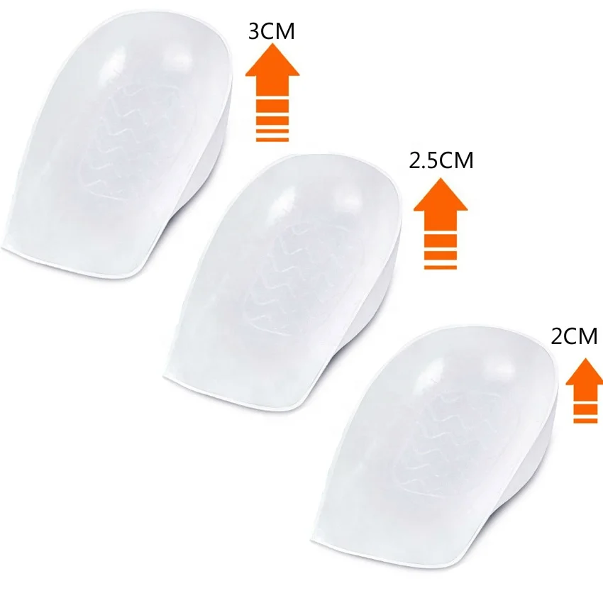 New Arrival Invisible Height Increase Insoles Silicone Gel Heel Lift Socks For Men and Women, 2.0CM/2.5CM/3.0CM Taller HA00636