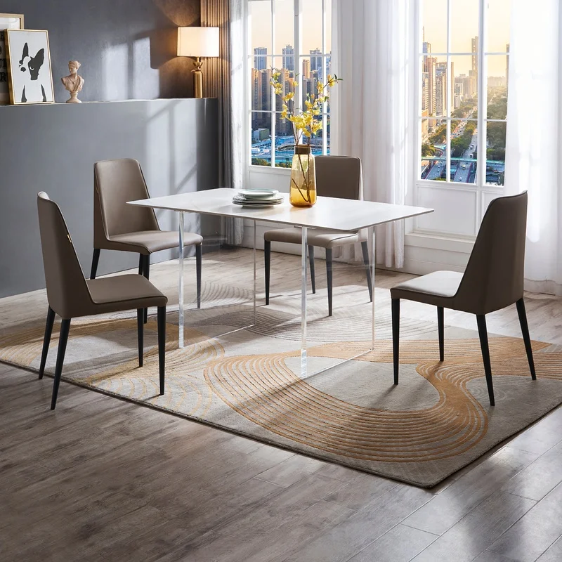 Acrylic dining table Rock tableh Rectangular dining table White desktop