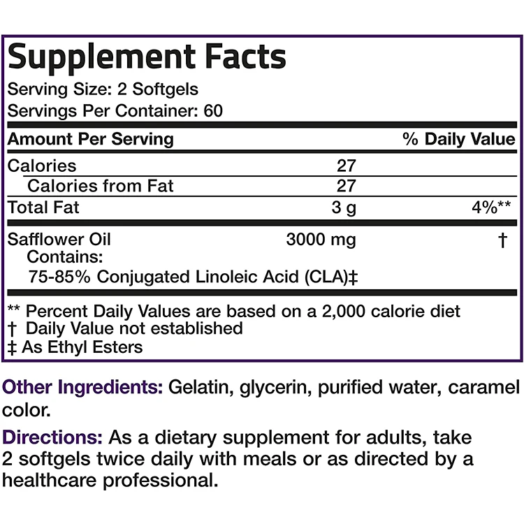Customized Good Quality Natural Potency Supports Healthy Weight Management Lean Muscle Mass Conjugated Linoleic Acid Capsule