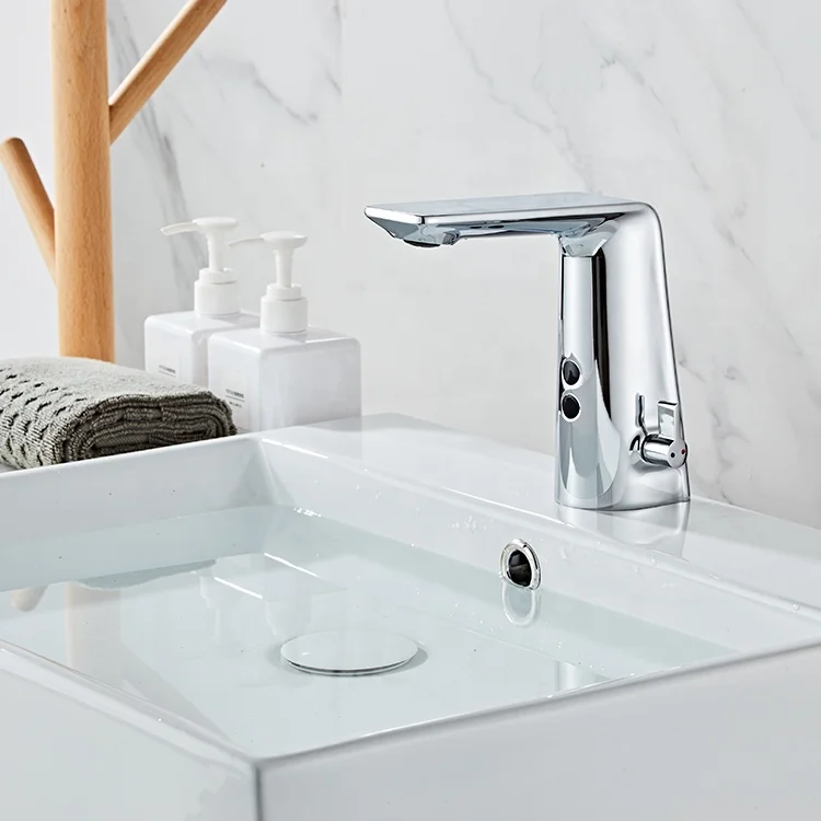 Automatic Sink Sensor Faucet Hot And Cold Basin Mixer Taps Chrome Brass Water Saving Faucets Grifos de dutch