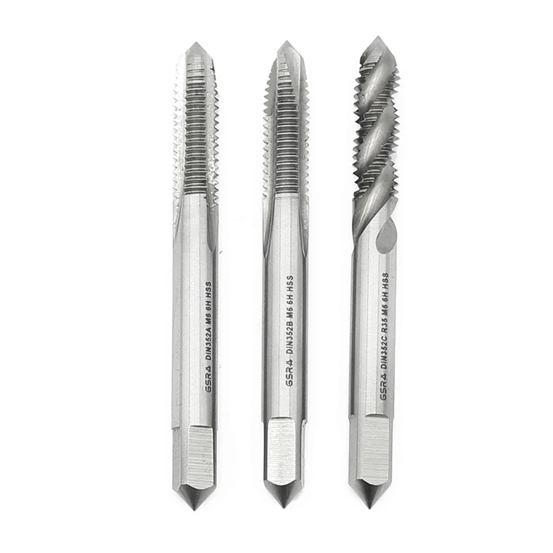 High Quality Customized HSS DIN352 Short Machine Taps Spiral Point Straight Fluted Screw Taps Set for Threads Cutting Tools