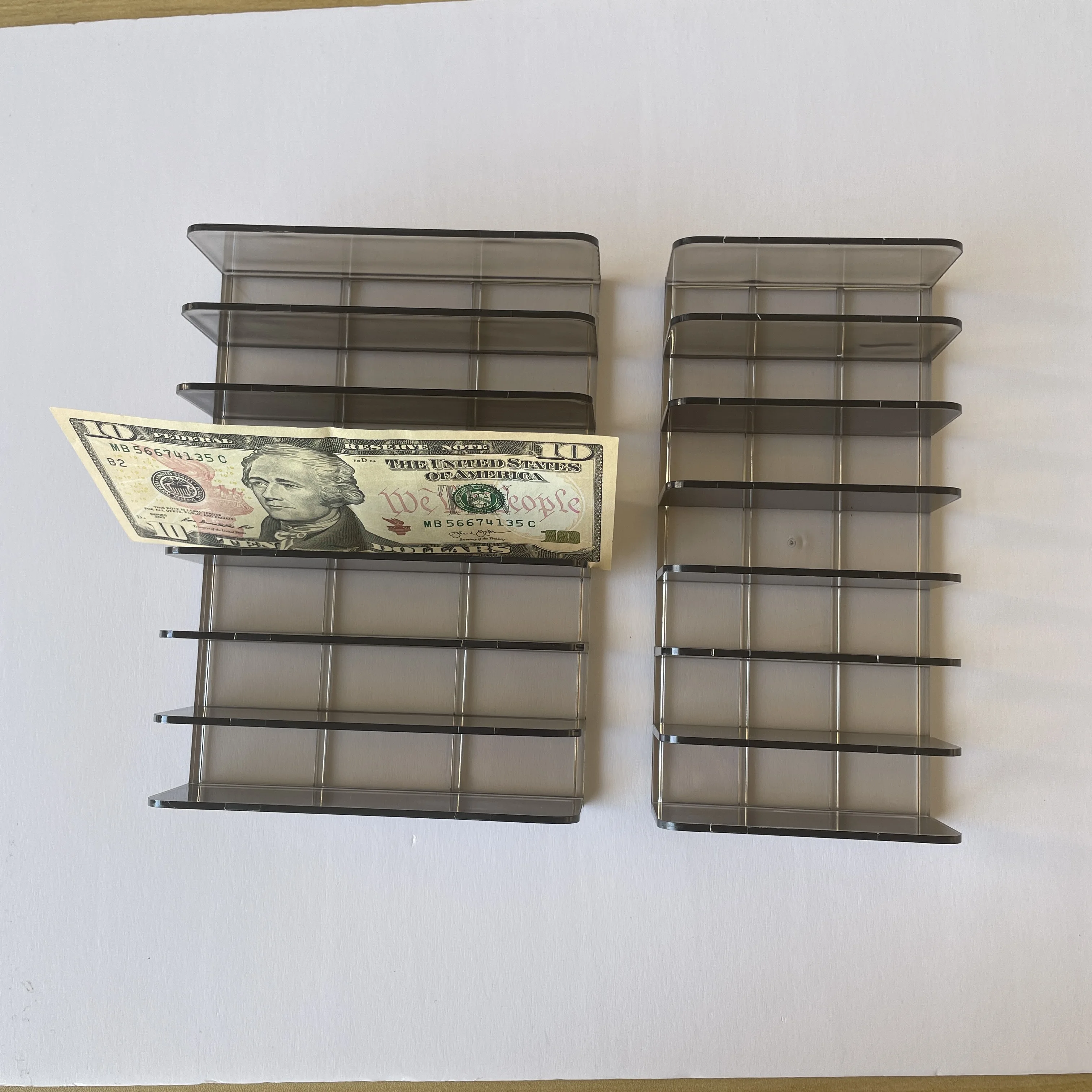 Multiple Function 7 Section Divider Plastic Large Acrylic Bill Budget Tray Makeup Clear Cash Holder Money Storage Organizer