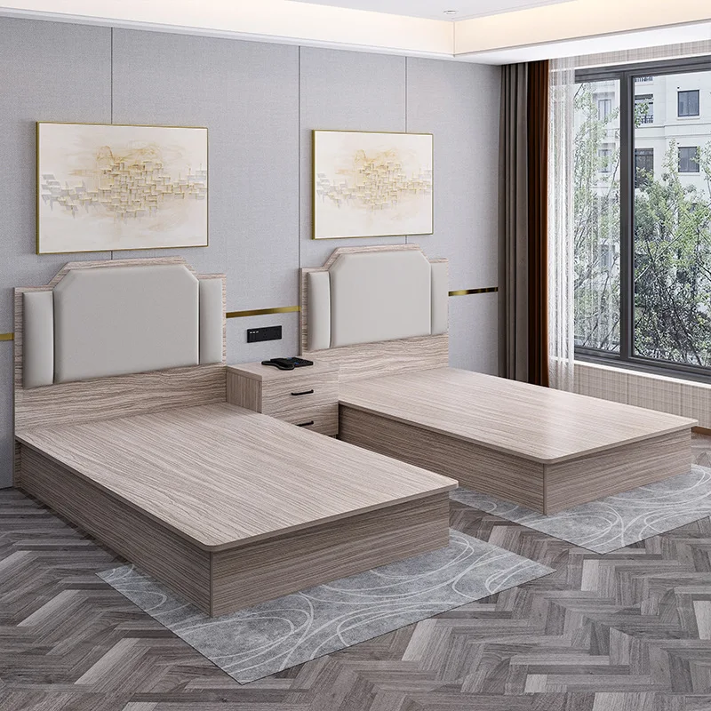 Modern 5 Star Solid Wood Hotel Bed King Queen Size Hote Bed Luxury Hotel Apartment Bedroom Furniture King Bed