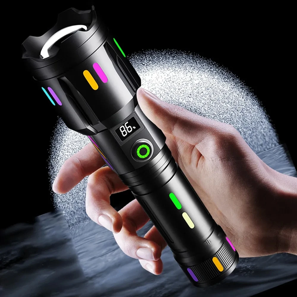 White Laser Strong Light Long-range Torch Digital Aluminium Dimmable Shipp Taschenlampe 100000 Lum Lampes Tactical Flashlight