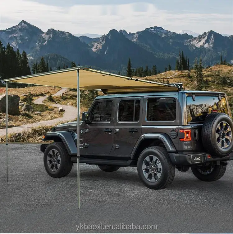 Retractable LED 2000mm PU Coating UV50+ 270 Degrees Side Awning for Jeep/SUV/Truck/Van