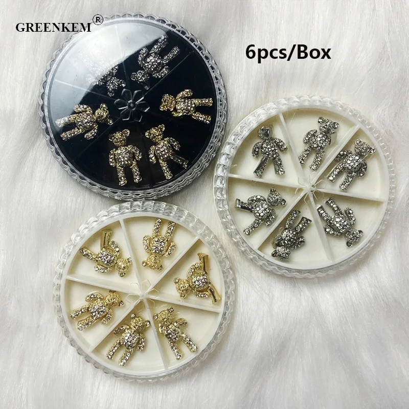 GREENKEM 3D золотые крылья медведь украшения для ногтей хрустальный сплав жемчуг цирконы горный хрусталь Подвески Алмазный