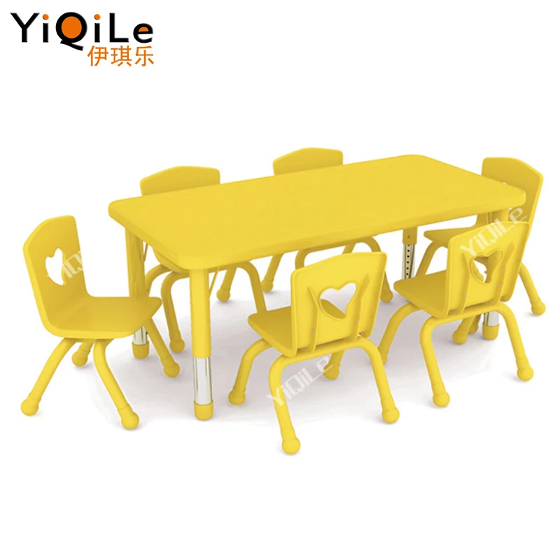 Детская мебель для детского сада YIQILE на 6 человек, поднимается отдельно, однотонный стол для детского сада, столы и стулья