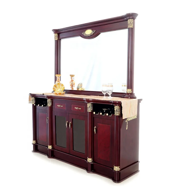 Antique Luxury Sideboard Buffet Mirrored Furniture Dining Room Wooden Buffet Table Cabinet Wine Cabinets Storage Holder Drawers