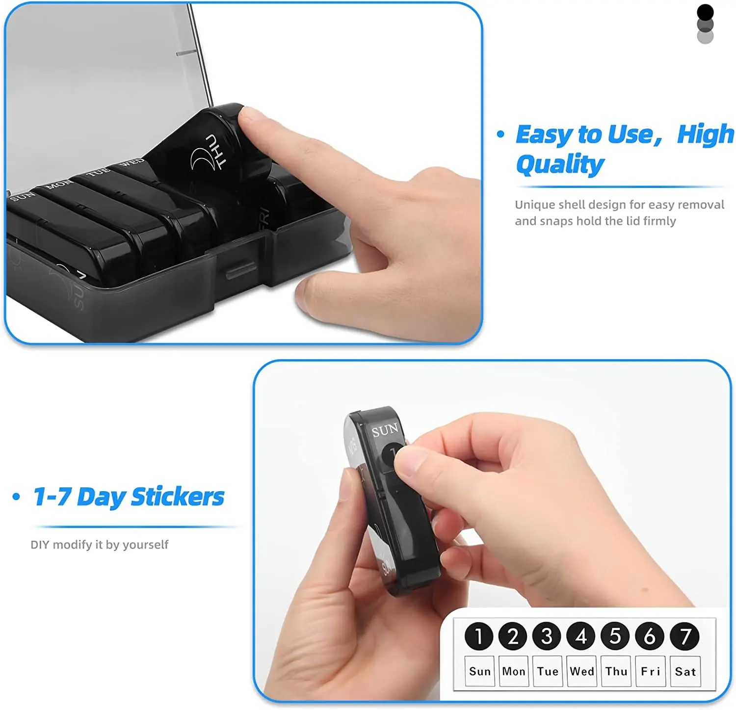 Portable 7 Days 14 Compartments AM PM Daily Pill Box Medicine Tablet Storage Box