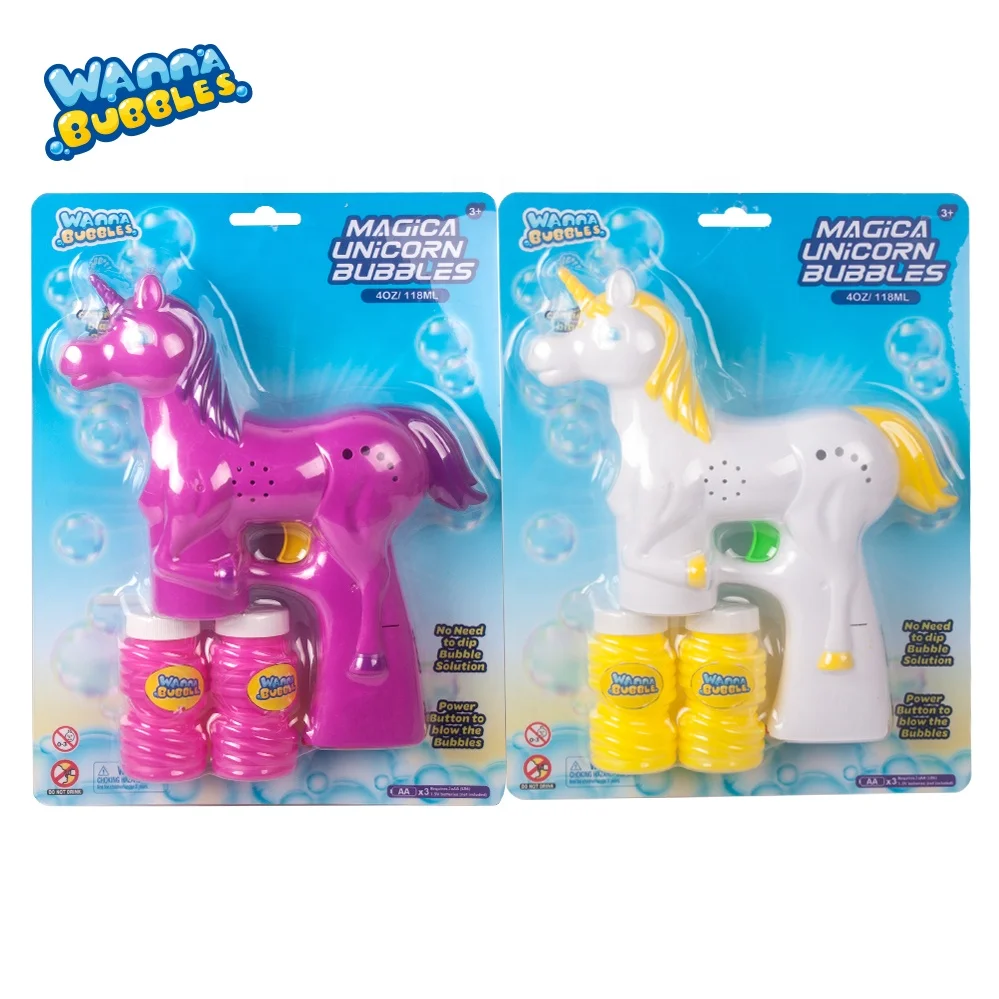 Kids toys LED unicorn bubbles gun light up bubble shooter